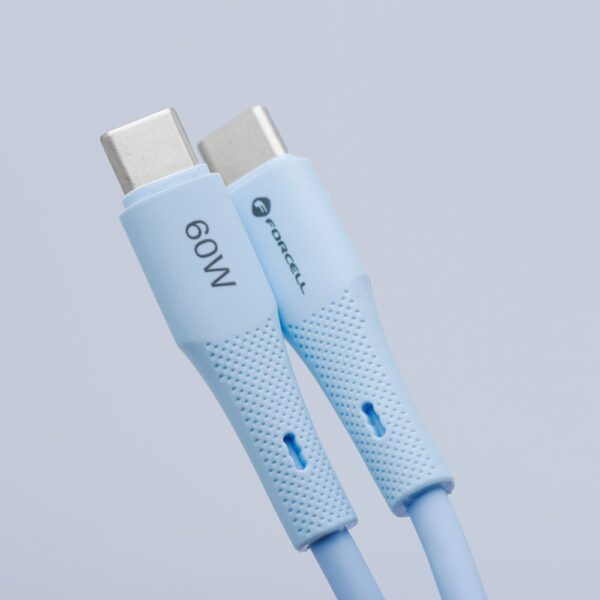 98369630d70f51d68c31b21fef7929aa FORCELL F-ENERGY C347 cable Type C to Type C QC4.0 PD 5A 100W Silicone 1 m blue