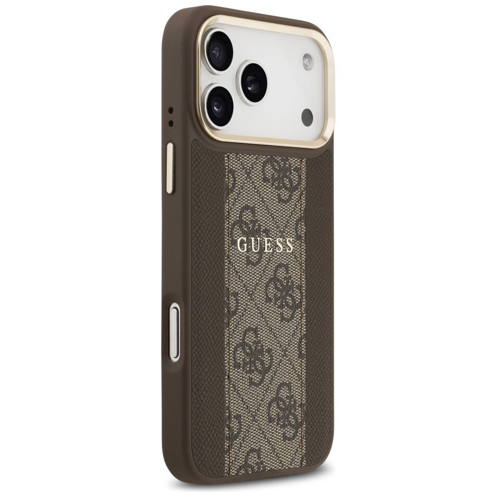 98e950db5dccc4f0c7b9d257a567f409 GUESS case for IPHONE 17 Pro Max compatible with MagSafe GUHMP17XPG4SEMCW (PU W/ 4G Stripe) brown