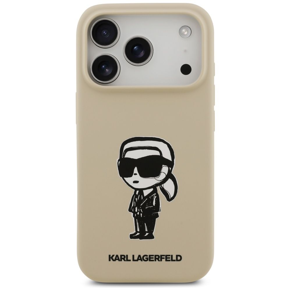99cde688cc555de759ffabac11aab722 KARL LAGERFELD case for IPHONE 17 Pro compatible with MagSafe KLHMP17LSKIGROW (Silicone W/ KL Sketch & Logo) brown