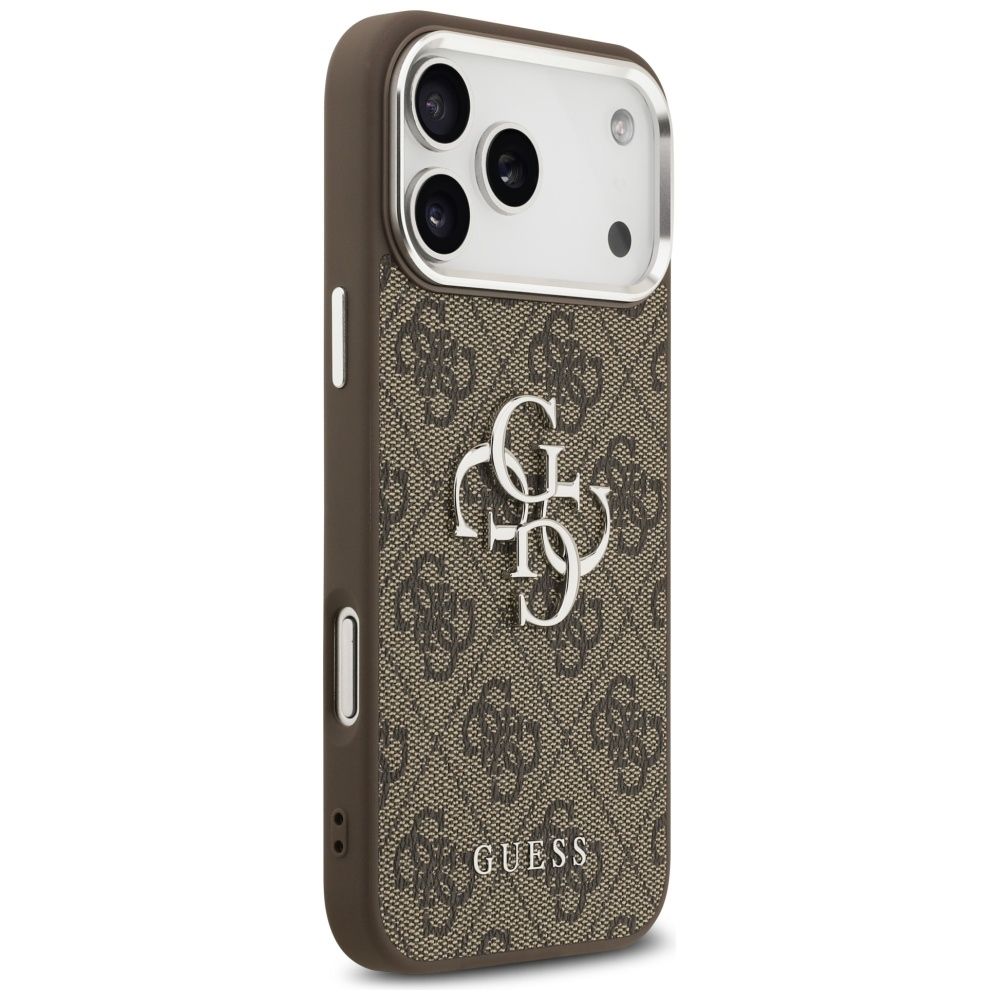 99ed9a87ea05f162169e246f652bf34b GUESS case for IPHONE 17 Pro Max GUHCP17XP4G4SMCW (4G PU Leather Case with Big 4G and Classic Logo and Silver Metal Camera Frame) brown
