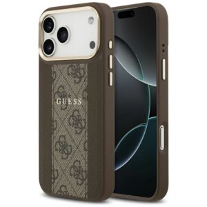 GUESS case for IPHONE 17 Pro Max compatible with MagSafe GUHMP17XPG4SEMCW (PU W/ 4G Stripe) brown