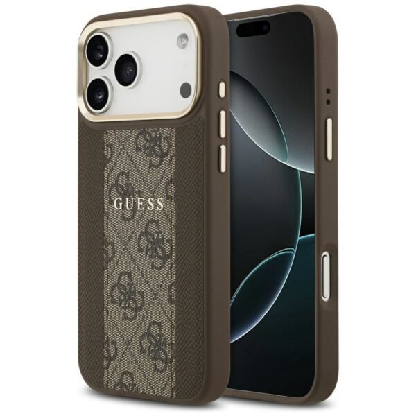 9aab980182e14132af38133cf047a125 GUESS case for IPHONE 17 Pro Max compatible with MagSafe GUHMP17XPG4SEMCW (PU W/ 4G Stripe) brown