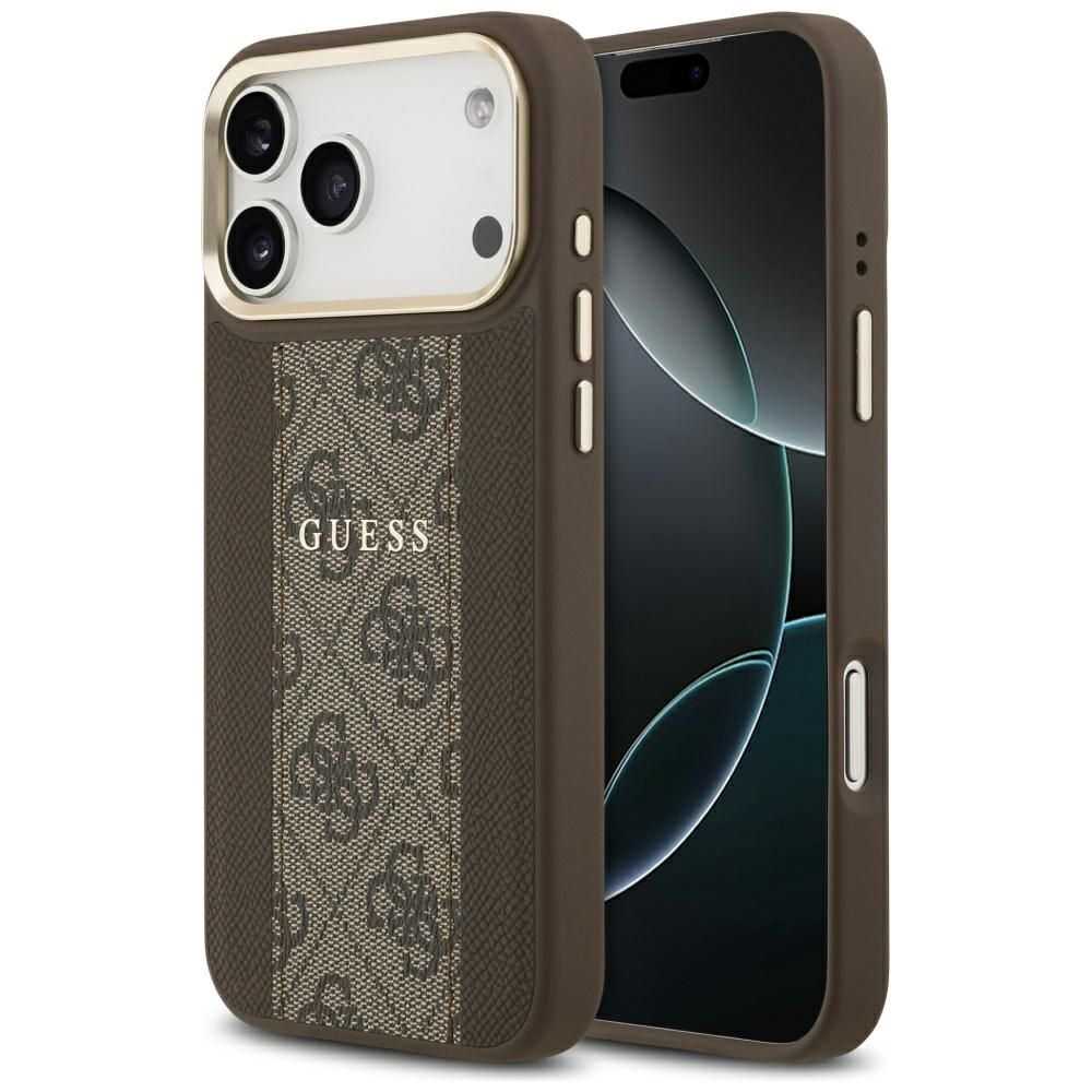 9aab980182e14132af38133cf047a125 GUESS case for IPHONE 17 Pro Max compatible with MagSafe GUHMP17XPG4SEMCW (PU W/ 4G Stripe) brown