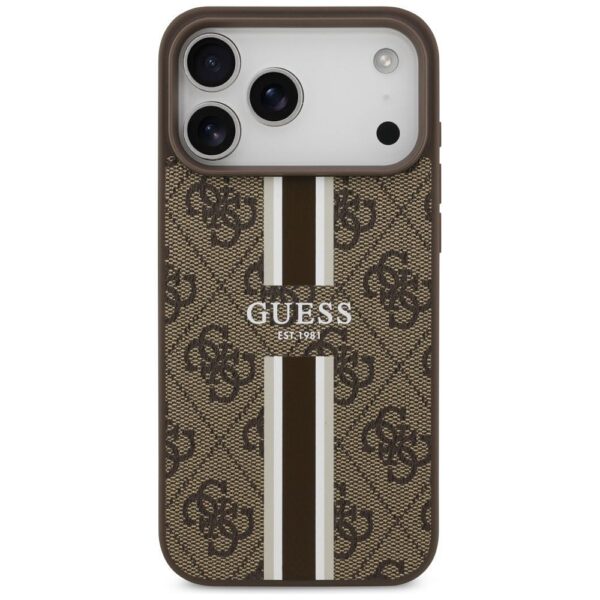 GUESS case for IPHONE 17 Pro Max compatible with MagSafe GUHMP17XP4RPSW (4G Printed Stripes) brown