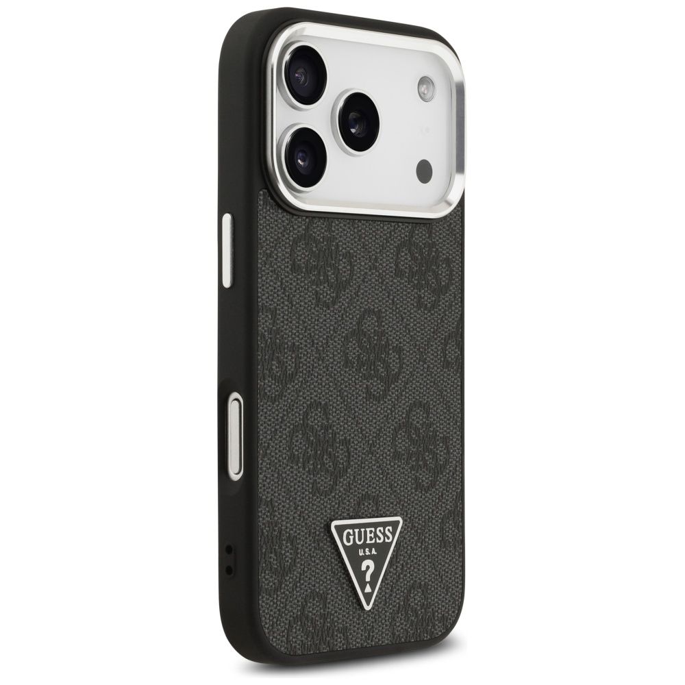9bdddda71644f163a768b3d1a7e5a7db GUESS case for IPHONE 17 Pro compatible with MagSafe GUHMP17LP4TSRCMK (PU 4G W/Triangle Logo SL) black