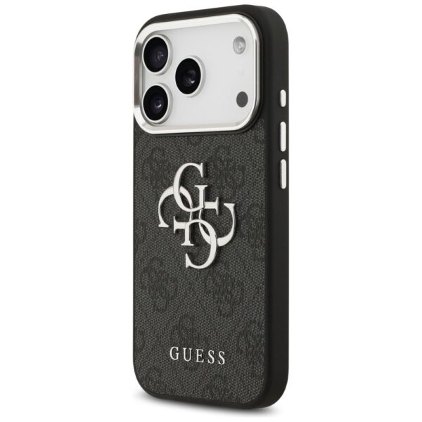 GUESS case for IPHONE 17 Pro GUHCP17LP4G4SMCK (4G PU Leather Case with Big 4G and Classic Logo and Silver Metal Camera Frame) black