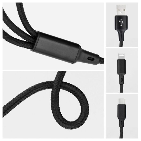 Cable 3in1 USB A to Lightning / Type C / Micro USB C171 1,2 m black