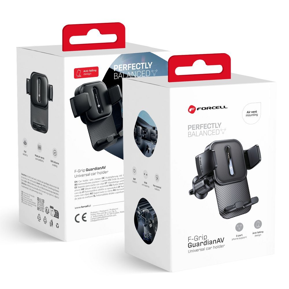 9cfb5ff4e397173d9f85312ba5f77362 FORCELL F-GRIP GuardianAV car holder for air vent black