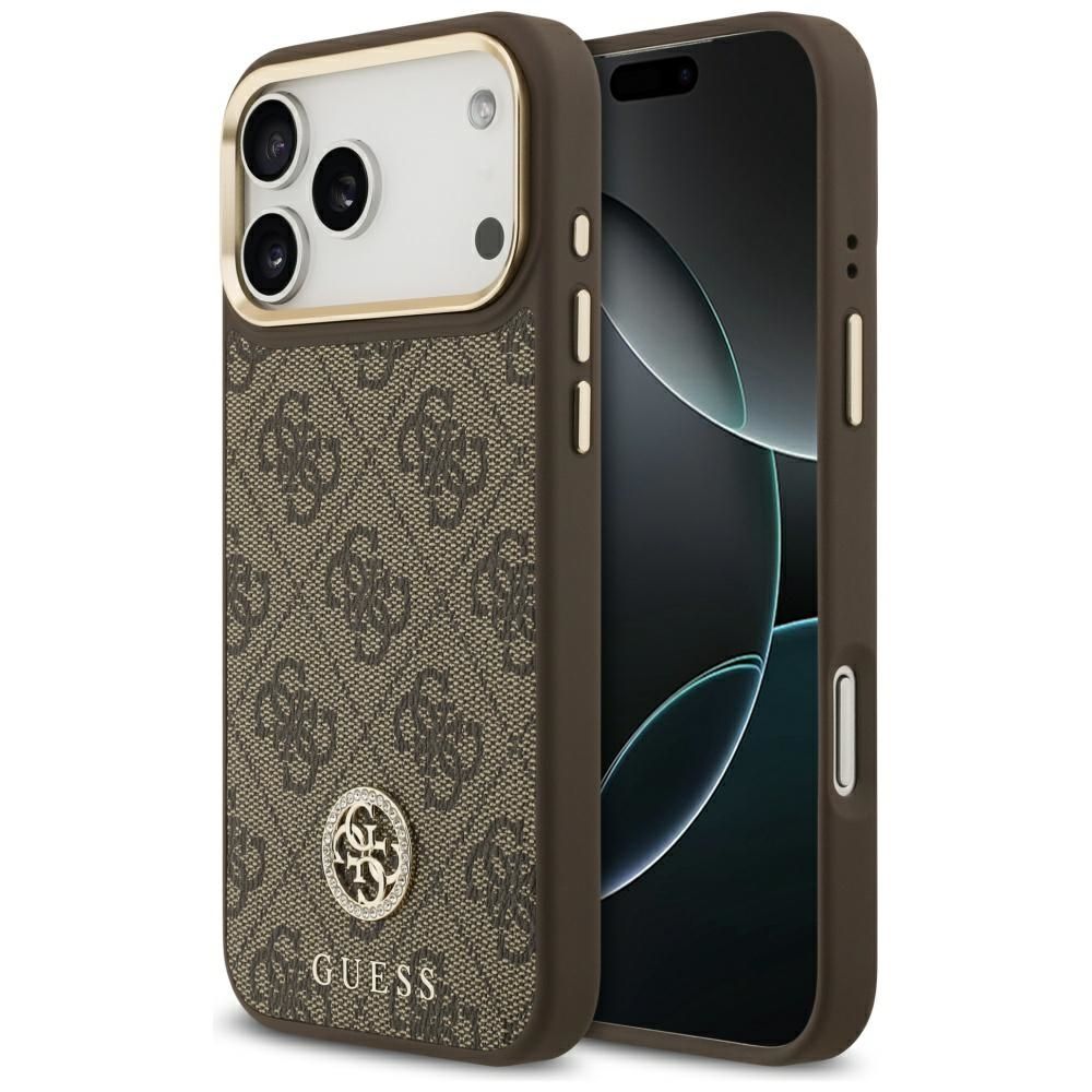 9d5e1ae95f9df2b94eb1c0b2f9a4a851 GUESS case for IPHONE 17 Pro Max compatible with MagSafe GUHMP17XP4GRMDEW (PU W/ 4G Strass Logo) brown