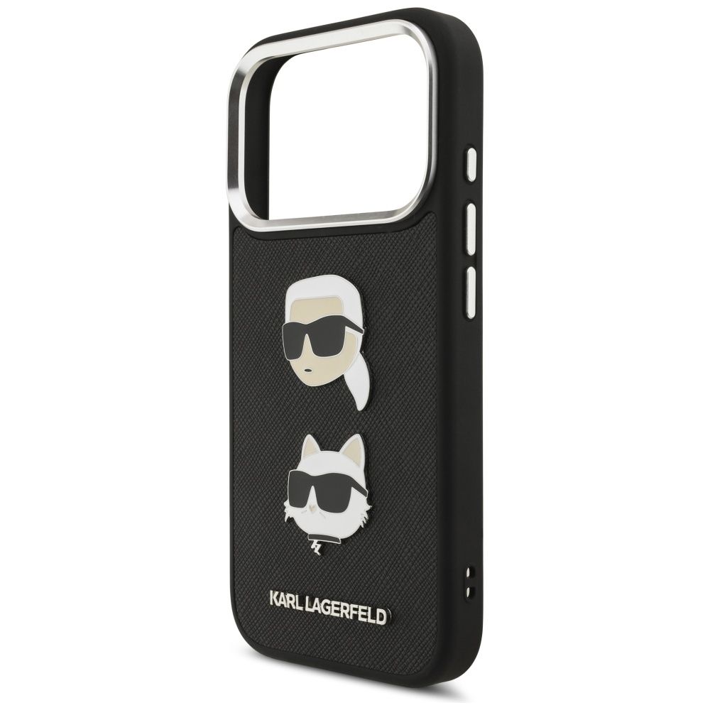 KARL LAGERFELD case for IPHONE 17 Pro KLHCP17LPSFDHPOK (FW Grained PU W/ K&C Heads Pin & Logo) black