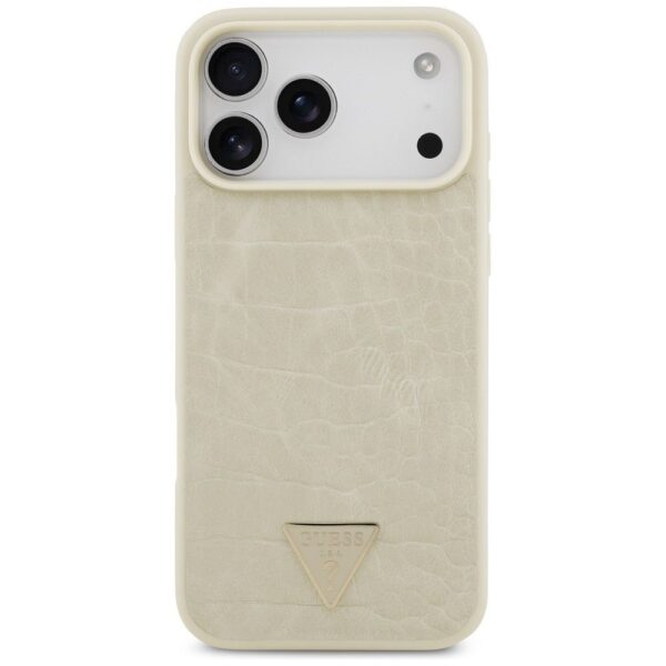 9f8b919f68b40398058960e88bc2ae0b GUESS case for IPHONE 17 Pro Max compatible with MagSafe GUHMP17XPCRTHCD (PU Croco Triangle Logo) gold