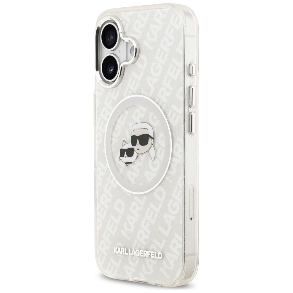9fba1c51e0df9d673900e1bb6484bc04 KARL LAGERFELD case for IPHONE 17 compatible with MagSafe KLHMP17SHMKBKCHOG (IML Glitter K&C Heads Logo) gray