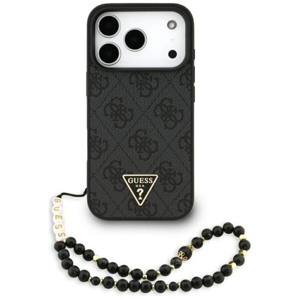 a037ac5f5a12f2abd6d42d5acfd84da5 GUESS case for IPHONE 17 Pro compatible with MagSafe GUHMP17LP4TSDPPSK (4G PU W/ Strap Triangle Logo) black