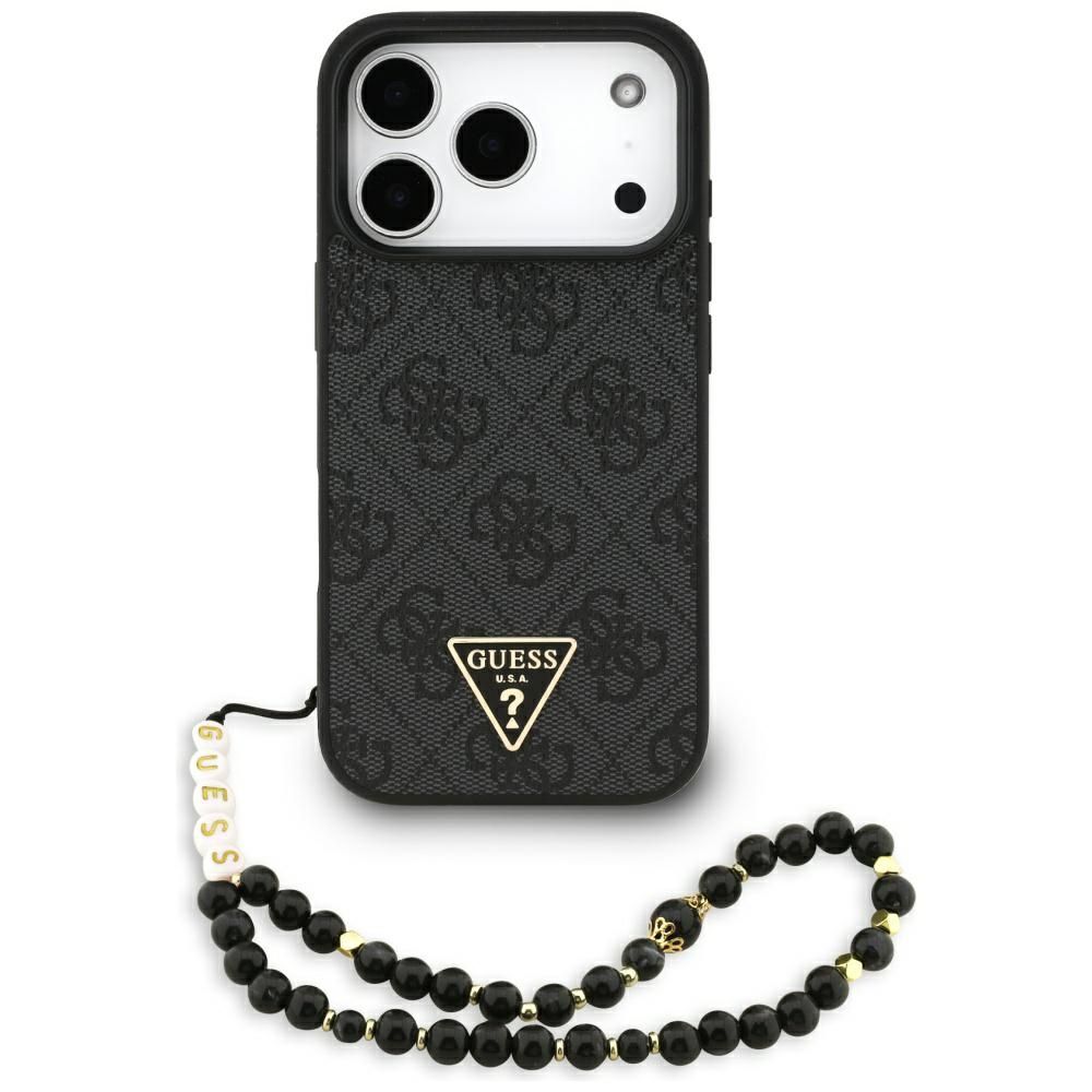 a037ac5f5a12f2abd6d42d5acfd84da5 GUESS case for IPHONE 17 Pro compatible with MagSafe GUHMP17LP4TSDPPSK (4G PU W/ Strap Triangle Logo) black
