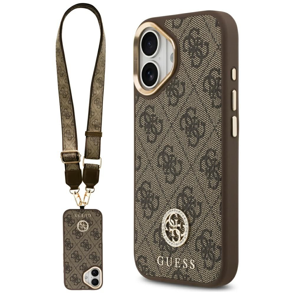 a0c9eb453689c9ceb1a55855b4fb7acb GUESS case for IPHONE 17 compatible with MagSafe GUHMP17SP4G4DCSW (PU W/ Strass Logo & Big Strap Metal Buttons) brown