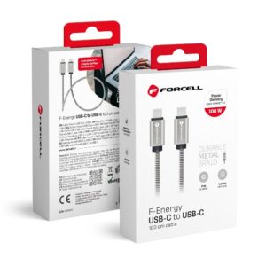 FORCELL F-ENERGY Metal C239 cable Type C to Type C PD QC4.0 5A 100W E-mark 1 m silver
