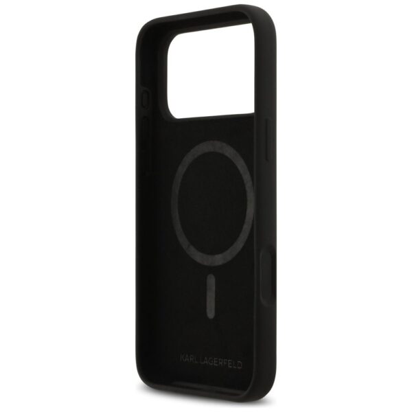 KARL LAGERFELD case for IPHONE 17 Pro Max compatible with MagSafe KLHMP17XSKCGRGOK (Silicone W/ K&C Sketch & Logo) black