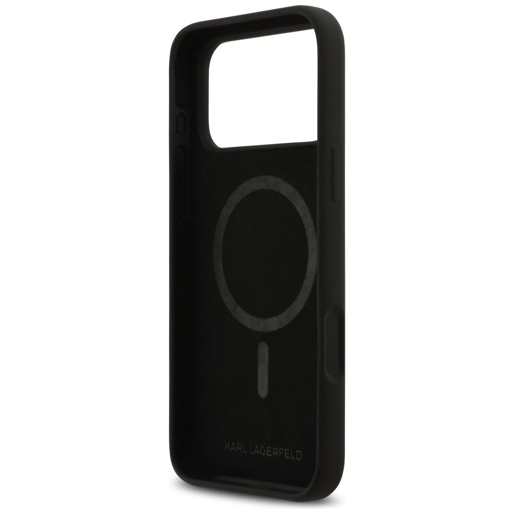 KARL LAGERFELD case for IPHONE 17 Pro Max compatible with MagSafe KLHMP17XSKCGRGOK (Silicone W/ K&C Sketch & Logo) black