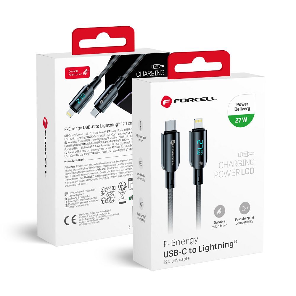 FORCELL F-ENERGY C276 cable Type C to Lightning PD 3A 27W Digital 1,2 m black