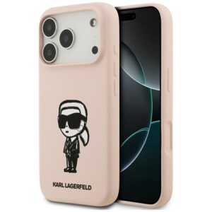 KARL LAGERFELD case for IPHONE 17 Pro compatible with MagSafe KLHMP17LSKIGROP (Silicone W/ KL Sketch & Logo) pink