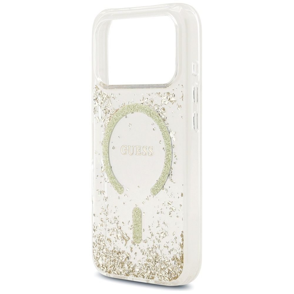 a3095430a3145bdc136def863fe092af GUESS case for IPHONE 17 Pro compatible with MagSafe GUHMP17LRGRGED (Resin Bottom Glitter) gold