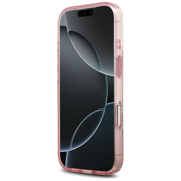 GUESS case for IPHONE 17 Pro Max compatible with MagSafe GUHMP17XHFWBDCEP (IML Flower & Tonal Circle) pink