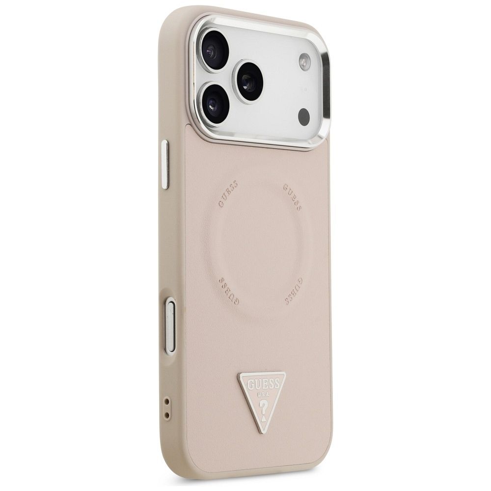 a5df69508caa69aed6d29e547157b9a9 GUESS case for IPHONE 17 Pro compatible with MagSafe GUHMP17LPSDTSCMP (PU W/ Triangle Logo) pink