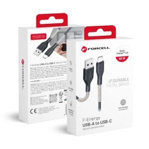 FORCELL F-ENERGY Carbon CB-02A cable USB A to Type C QC4.0 5A 60W 1 m black