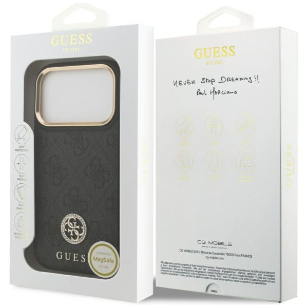 a681755ac17b2d5bf29d174c00562053 GUESS case for IPHONE 17 Pro compatible with MagSafe GUHMP17LP4GRMDEK (PU W/ 4G Strass Logo) black