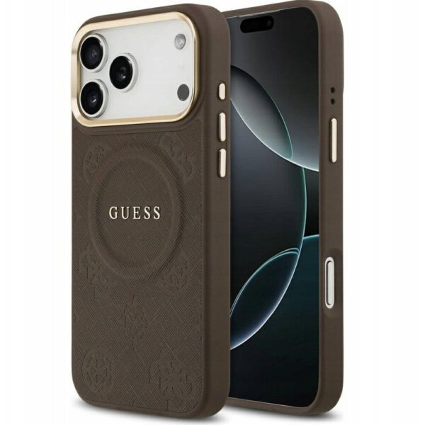 a6d1375685d2f4c976ae7bb007a789ad GUESS case for IPHONE 17 Pro Max compatible with MagSafe GUHMP17XPSAMSECW (PU W/ Peony Hot Stamp) brown