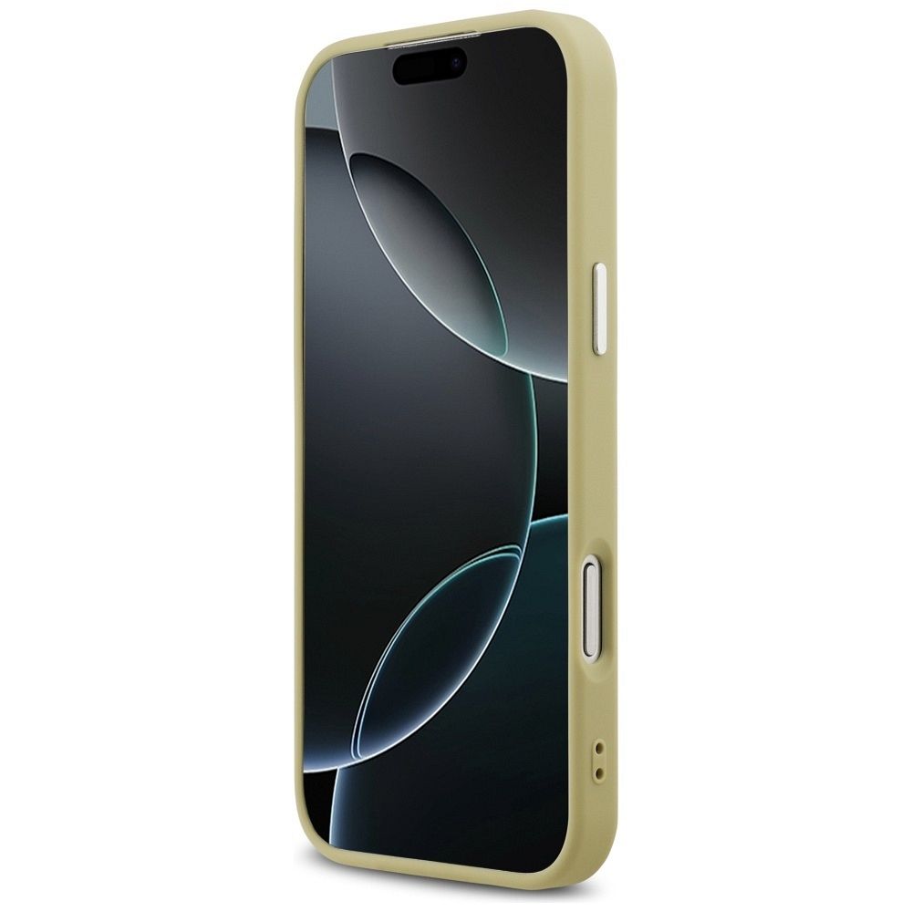 a82ffb2f5697292f312e5415a327cf82 GUESS case for IPHONE 17 Pro Max compatible with MagSafe GUHMP17XPFGTSCMD (PU Glitter W/ Triangle Logo) gold