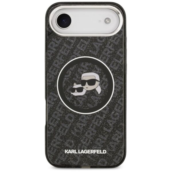 KARL LAGERFELD case for IPHONE 17 Air compatible with MagSafe KLHMP17MHMKBKCHOK (IML Glitter K&C Heads Logo) black