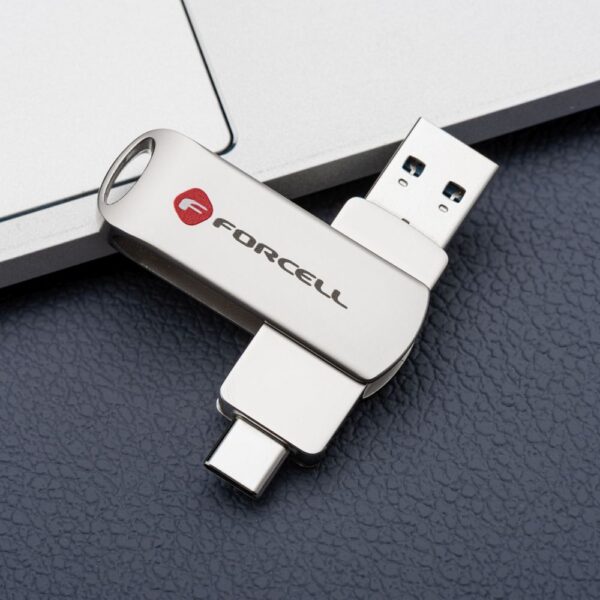FORCELL F-DATA pendrive Metal Duo 32GB USB3.2 Gen 1 (USB A / Type C) silver