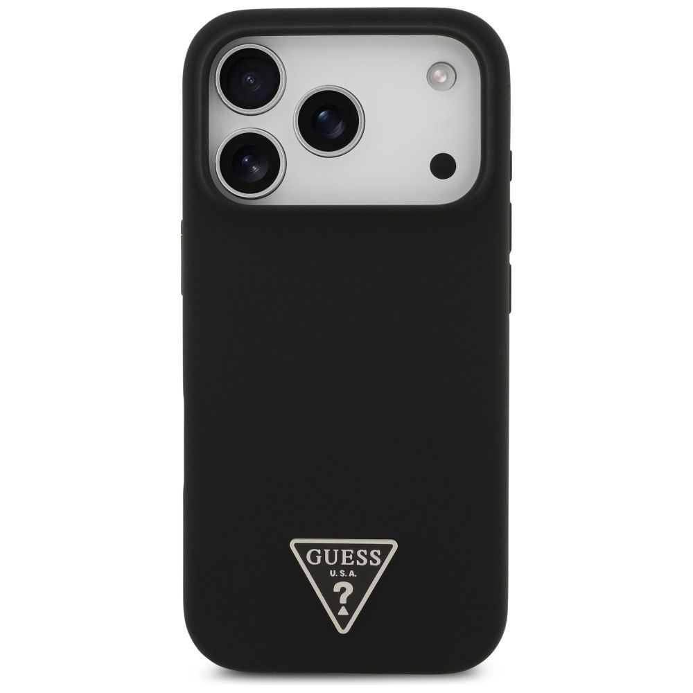 GUESS case for IPHONE 17 Pro compatible with MagSafe GUHMP17LSCTRLMK (Silicone W/ Triangle Logo) black