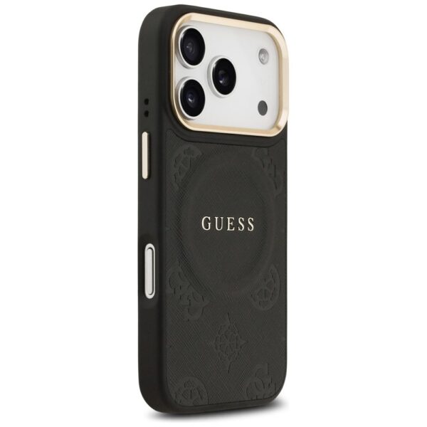 aa5c811645c79225de443b977ee9fd61 GUESS case for IPHONE 17 Pro compatible with MagSafe GUHMP17LPSAMSECK (PU W/ Peony Hot Stamp) black