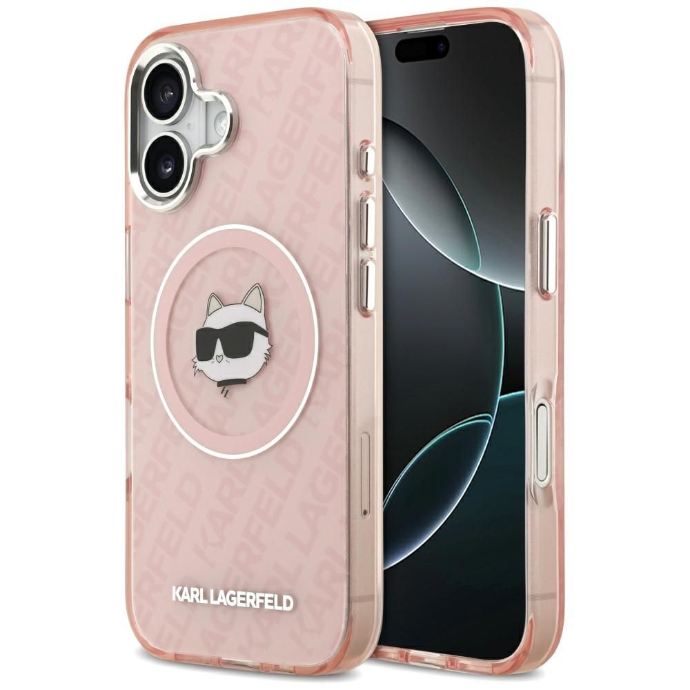 KARL LAGERFELD case for IPHONE 17 compatible with MagSafe KLHMP17SHMKBCHOP (IML Choupette Head Logo) pink
