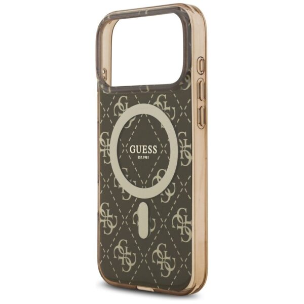 GUESS case for IPHONE 17 Pro Max compatible with MagSafe GUHMP17XH4DTEW (IML 4G Background) brown