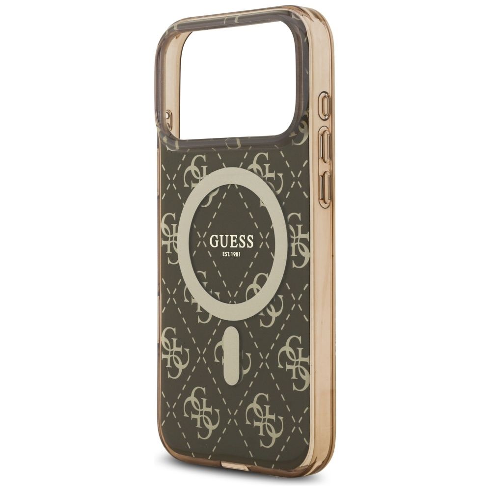aafc68283e5e98acada2c6e70252961a GUESS case for IPHONE 17 Pro Max compatible with MagSafe GUHMP17XH4DTEW (IML 4G Background) brown