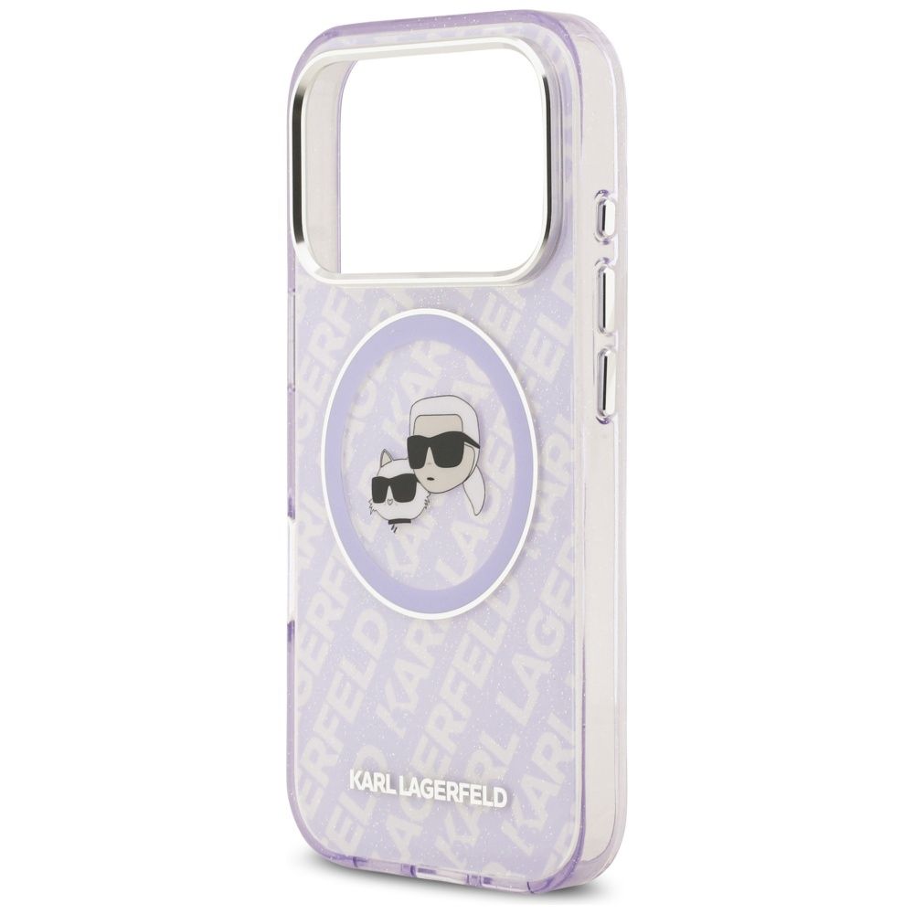 aba1e8b1c6618827ab948f035b37c27b KARL LAGERFELD case for IPHONE 17 Pro compatible with MagSafe KLHMP17LHMKBKCHOU (IML Glitter K&C Heads Logo) purple