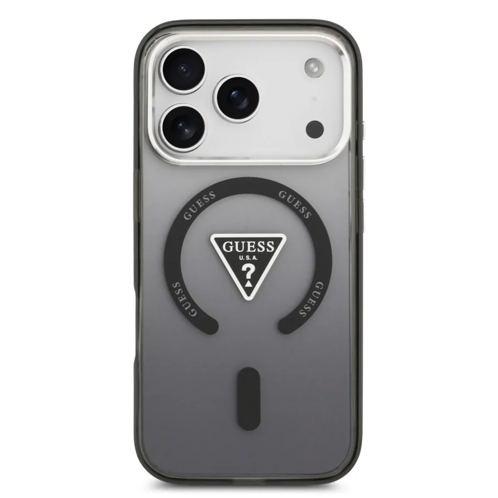 abce5ade1b8b5befaa17e689f0828dba GUESS case for IPHONE 17 Pro compatible with MagSafe GUHMP17LHGTMLCGK (IML Gradient W/ Triangle Logo) black