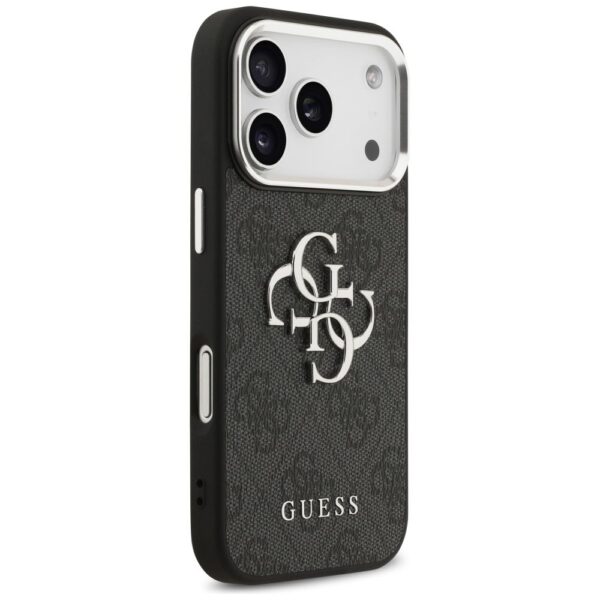 GUESS case for IPHONE 17 Pro GUHCP17LP4G4SMCK (4G PU Leather Case with Big 4G and Classic Logo and Silver Metal Camera Frame) black