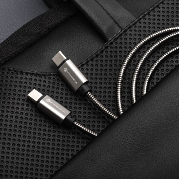 abf8796c3ac4b8e8dab4a640f0539801 FORCELL F-ENERGY Metal C237 cable Type C to Type C PD QC4.0 3A 60W 1 m silver