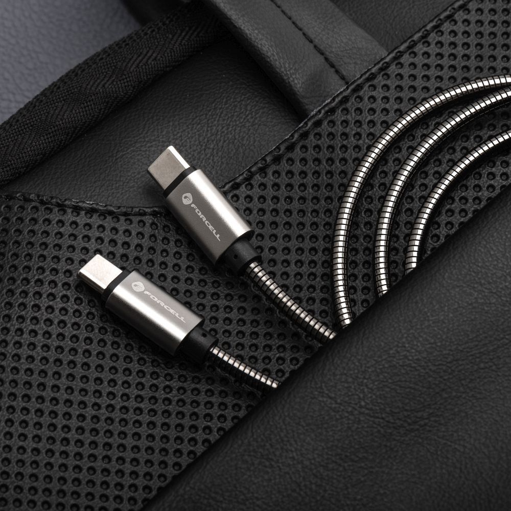 abf8796c3ac4b8e8dab4a640f0539801 FORCELL F-ENERGY Metal C237 cable Type C to Type C PD QC4.0 3A 60W 1 m silver