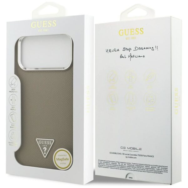 ac54094dd712d140dd4be3d05756d86c GUESS case for IPHONE 17 Pro Max compatible with MagSafe GUHMP17XPGTSPSW (Grained PU Triangle Logo) brown