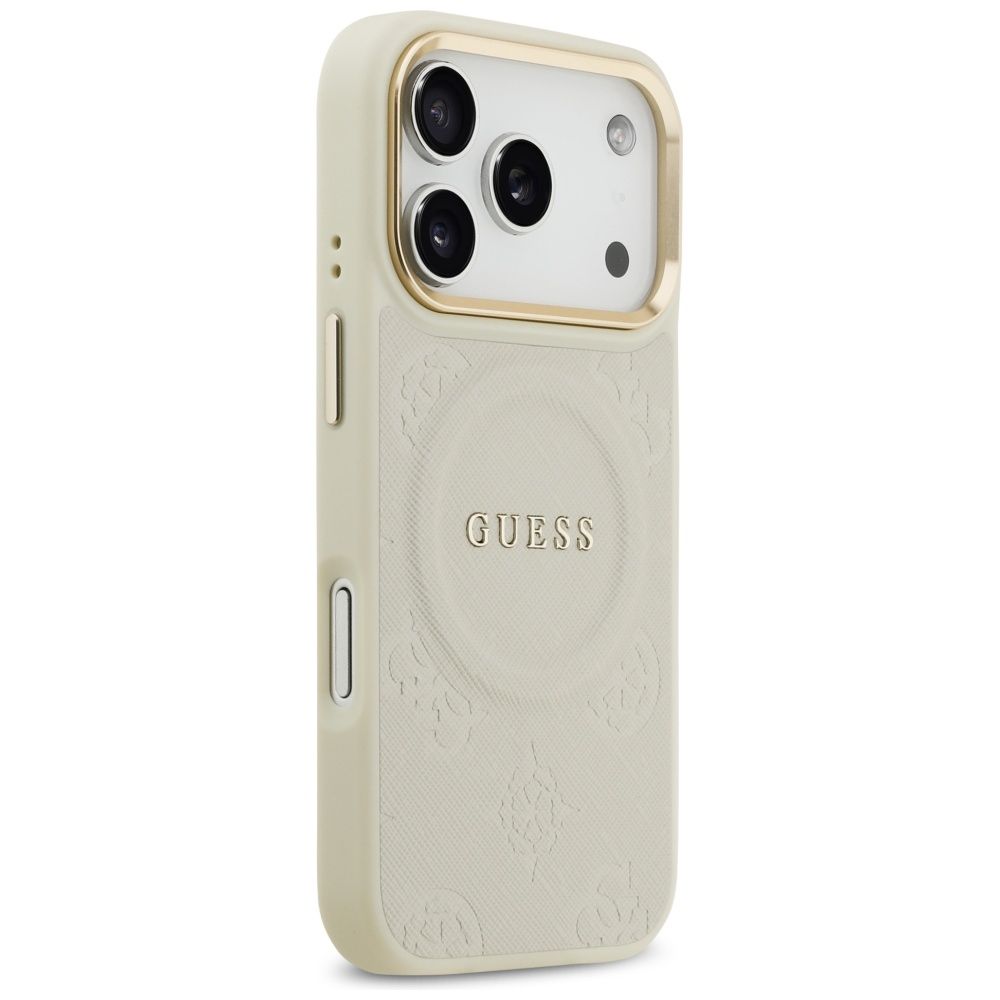 acb7c0a1fabefbca73a931ee54fa3a70 GUESS case for IPHONE 17 Pro compatible with MagSafe GUHMP17LPSAMSECE (PU W/ Peony Hot Stamp) beige