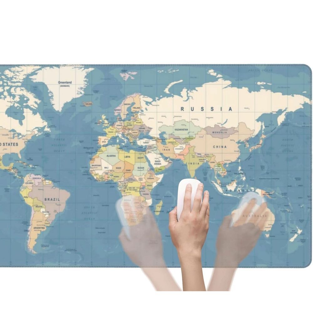 Mouse / keyboard pad "World map" 40 x 90 x 2 mm RC-K-1074 blue