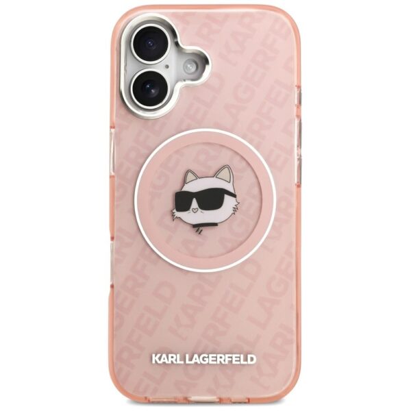 KARL LAGERFELD case for IPHONE 17 compatible with MagSafe KLHMP17SHMKBCHOP (IML Choupette Head Logo) pink