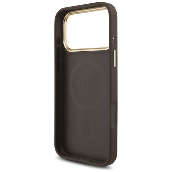 GUESS case for IPHONE 17 Pro Max compatible with MagSafe GUHMP17XP4GTDGMW (4G PU W/ Triangle Logo) gold brown