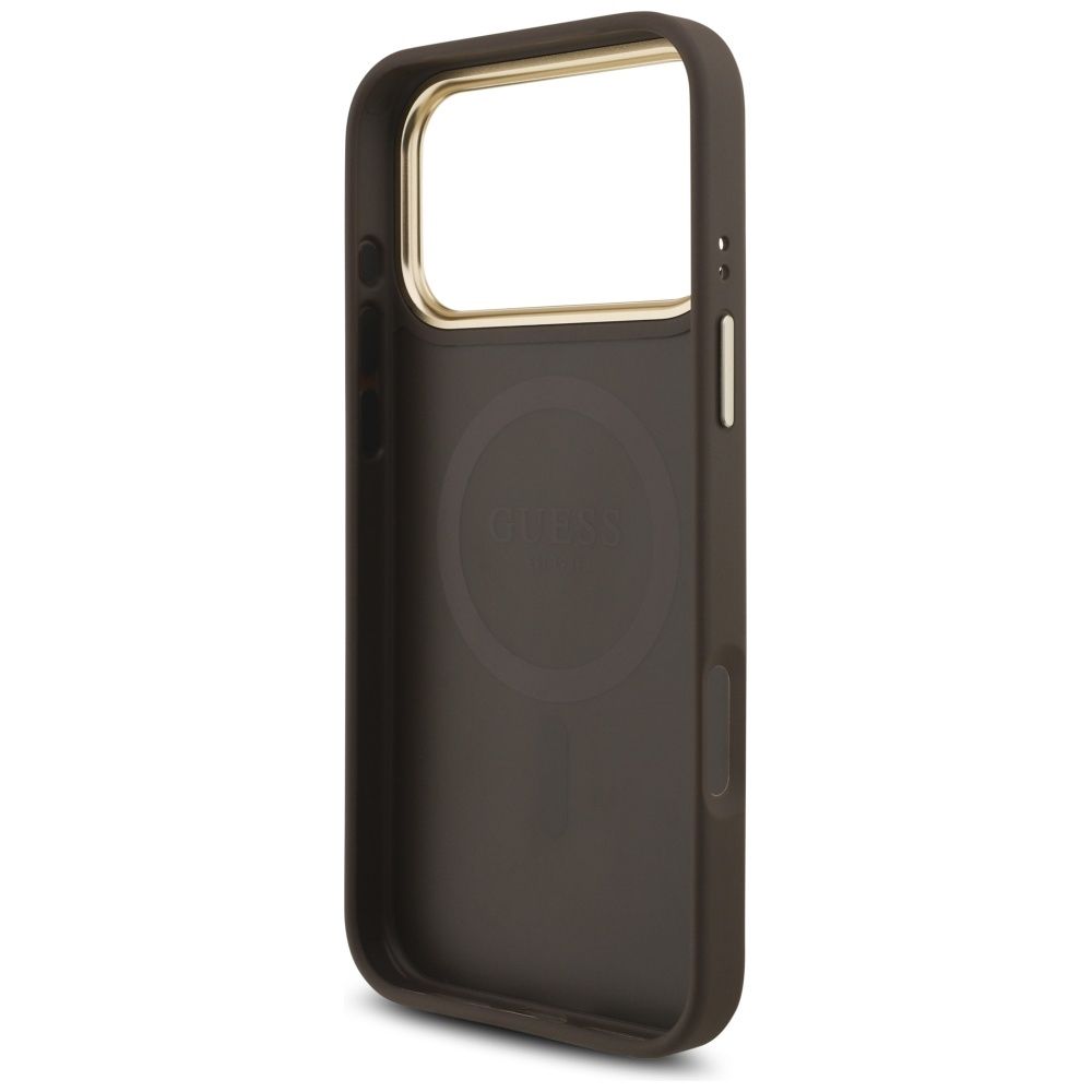 afb4e45ce277c63aa98125990031aaa6 GUESS case for IPHONE 17 Pro Max compatible with MagSafe GUHMP17XP4GTDGMW (4G PU W/ Triangle Logo) gold brown