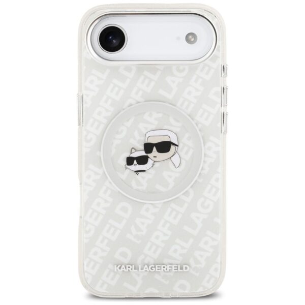 KARL LAGERFELD case for IPHONE 17 Air compatible with MagSafe KLHMP17MHMKBKCHOG (IML Glitter K&C Heads Logo) gray